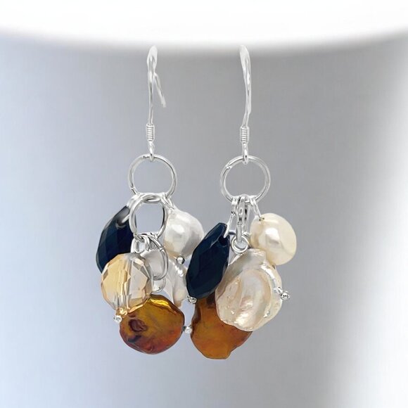 Jillian Samuels Jewelry Jewelry - Gold and White Coin Pearl Earrings in 925 Sterling Silver